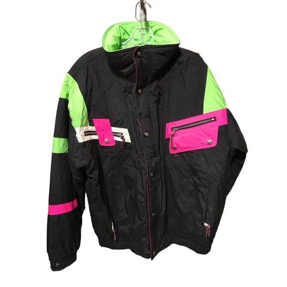 CB Thermotech Other - CB Thermotech Black Hot Pink Lime green Men's Winter Coat Vintage